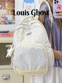 Sac à dos grande capacité, sac d'école style doux à pois pour les étudiants du lycée et de l'université, sac à ordinateur pour les déplacements. Compartiments scientifiques, convient pour l'ordinateur portable, les livres, les cosmétiques, le parapluie, dites adieu au désordre. Que ce soit pour les cours quotidiens, les déplacements, les sorties en famille le week-end ou les voyages locaux, il peut tout gérer parfaitement ! Aucun pendentif inclus. - Multicolore - Voir 2