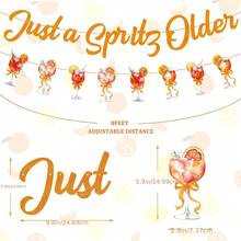 1 Set Just A Spritz Older DIY Banner Kit, Orange Glitter Cocktail Style Flag Banner With Spritz Glass Cutout, Aperol Spritz Theme Party Decoration, Citrus Cocktail Hanging Letter Garland, Suitable For 30th/40th Birthday, Bridal Shower, Bachelorette Party - A - View 6