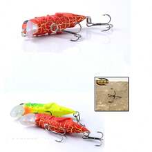 1pc Grasshopper-Shaped Glowing Minnow Lure, Insect Bionic Bait, 3-Hook Lure - Multicolor - View 7