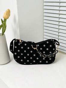 Bolso de hombro minimalista y de moda con pliegues de nube de unicolor - Negro - Ver 2