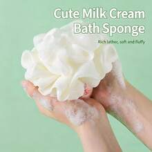 1pc Conical Embroidered Bath Sponge, Soft Mesh With Hanging Rope, Rich & Fast Lathering, Bathroom Shower Body Cleansing Bath Flower - Multicolor - View 4