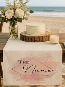 Customized Table Runner, Personalized Letter Initial And Date Design, Suitable For Graduation Party, Gift Table And Decoration, Can Add Your Text For Birthday, Anniversary Or Holiday Party - Multicolor - View 6