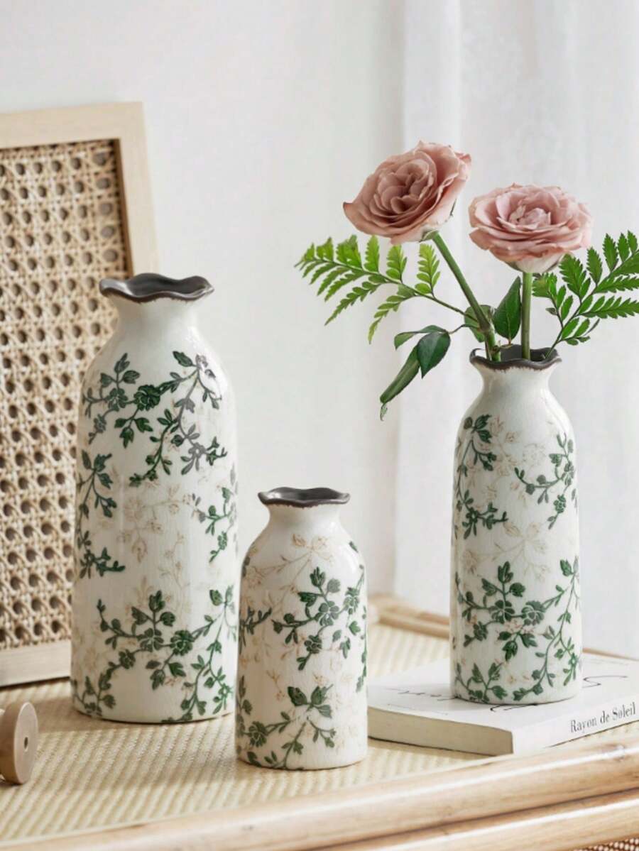 1 pièce Mini vase en céramique fait main vintage tournesol, porte-fleurs floral doré à glaçure craquelée, décoration de maison bohème rustique de style ferme pour salon, chambre, balcon, table, fleurs fraîches/sèches, cadeau pour les fêtes & l'Aïd