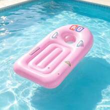 1pc Fresh Macaron Color Inflatable Floating Mat, Thickened Anti-Flip Inflatable Surfboard With Dual Handles, Thickened PVC Pool Water Play Float Board - Multicolor - View 3