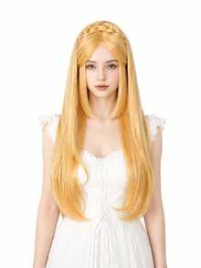 時尚女款公主薩爾達 Cosplay 假髮，耐熱材質，仿真頭皮設計，啞光絲綢材質，玫瑰網，適合日常配戴、節日與派對穿搭 - 金色 - 查看 3