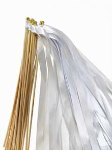 20/10/1pc White Yellow Ribbon Magic Wand, Silk Fairy Wand With Gold Bell, Wedding Ribbon Decoration, Suitable For Wedding, Party, Birthday, Holiday Decoration And Event Props, Party Magic Wand, Party Gift, Wedding Party Event Decoration, Holiday Birthday Celebration - Golden Bell Ribbon - View 7