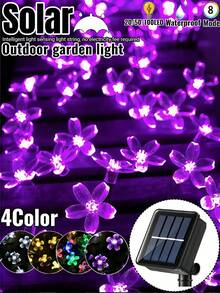 20/50/100 LED Solar String Lights, 8 Lighting Modes, IP65 Waterproof Fairy Lights, Suitable For Yard, Camping, Party, Holiday, Christmas, Wedding Decoration, Outdoor Solar Garden Lights - Solar-powered Cherry Blossom Lights - View 2