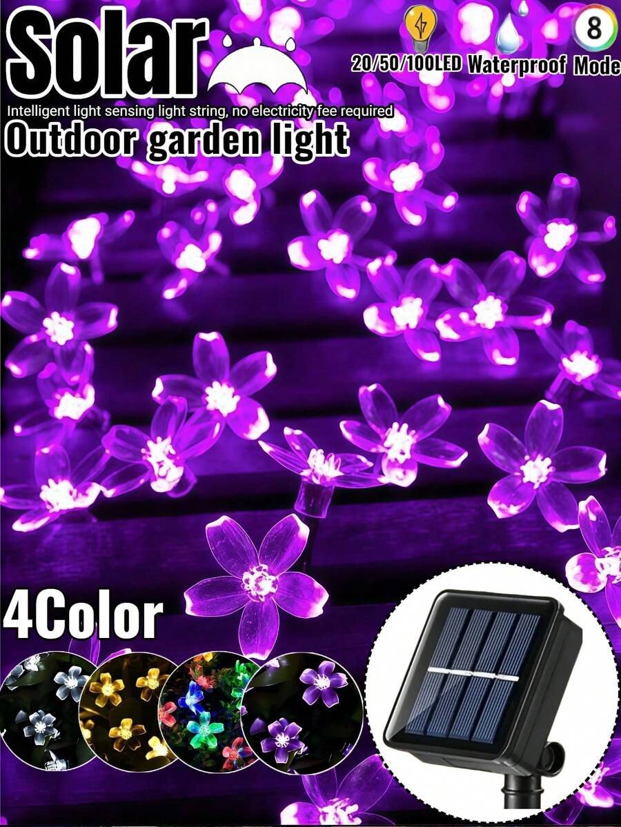 20/50/100 LED Solar String Lights, 8 Lighting Modes, IP65 Waterproof Fairy Lights, Suitable For Yard, Camping, Party, Holiday, Christmas, Wedding Decoration, Outdoor Solar Garden Lights