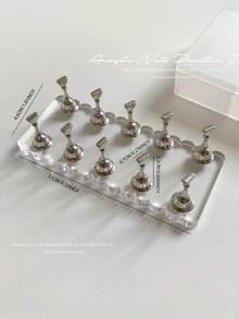 3D Resin Acrylic Rectangular Right-Angle Ripple Base Nail Art Display Stand With Aurora White, Purple, Pink, Champagne, Alloy Gold And White K Finger Holder Practice Tray Set, Korean-Japanese Style Floral Laser DIY For Home, Outdoor, Women, Mom, Sister, Wife, Girlfriend, Wedding, Nail Salon, Beauty Parlor, Valentine's Day - Multicolor - View 25