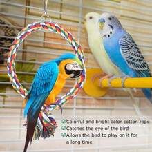 Multi-Color Hanging Rope Swing, Anti-Bite Perch Toy For Parrots, Suitable For Tiger Parakeet And Cockatiel Cage Climbing - View 1