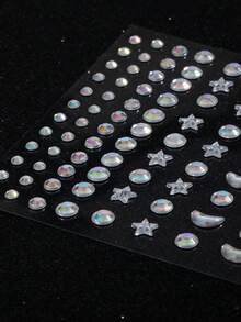1套免穿孔黏貼式眉毛、嘴唇、額頭身體與臉部飾品 - 彩色 - 查看 4