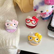 SANRIO 新款 3D 矽膠小貓豹紋眼鏡 KT 磁吸手機殼支架，防摔桌面支架，強磁吸附與伸縮設計，磁吸手機殼支架 - 彩色 - 查看 4