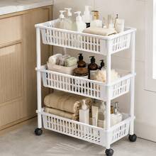 1-Piece Storage Rack, 3-Tier Rolling Utility Cart With Hollow Breathable Baskets, Equipped With Universal Wheels For Easy Movement. Sort And Store Sundries With Large Capacity To Save Space - View 6