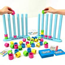FUN COLOR SORTING Buntes Ring-Stapel-Brettspiel, Karten mit zwei Schwierigkeitsstufen, fördert Farberkennung und logisches Denken, Lässig zu Hause, Teambuilding-Eisbrecher, pädagogisches Wettbewerbs-Tischspiel nach der Schule - Verschiedenfarbig - Übersicht 2