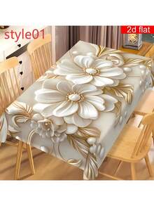 1pc 3D Embossed Floral Tablecloth, Modern Minimalist Nordic Style Home Decor, Rectangular Polyester Material, Washable & Reusable, Suitable For Daily Home, Dining Room, Living Room, Parties, Indoor/Outdoor Use - Multicolor - View 13