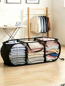 Classic Horizontal 2-Compartment, 3-Compartment Ironing Dirty Clothes Basket Laundry Basket, Multi-Functional Clothing Storage Basket, Multi-Scenario Ironing Laundry Basket, Clothing Storage Basket, Miscellaneous Storage Basket, Suitable For Home, Living Room, Dormitory, Laundry Room. 5 Colors And 3 Models (1-Compartment, 2-Compartment, 3-Compartment) Available - Multicolor - View 1