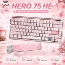 AULA HERO 75 HE 高性能電競磁軸鍵盤，藍牙/2.4G/無線，0.01mm RT 精度、8KHz 輪詢率與 160K 掃描率，RGB 背光與多功能旋鈕 - 查看 1