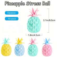 1pc Squishy Pineapple Stress Ball, Creative Fruit Squeeze Ball, Small & Large Size Pineapple Squish Toy, Prank Stress Relief, Adult Sensory Toy - Multicolor - View 5