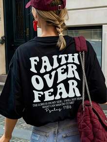 Women's Slogan Graphic Casual Round Neck Short Sleeve T-Shirt, Fashionable Resort Style, Your Daily Essential Item. Resort, Women's Graphic Tee, Women - Black - View 2