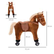 HOMCOM Caballito para Niños de +2 Años Caballo de Juguete con Ruedas Sonidos de Relincho Palos y Pedales Carga 60 kg 55x23x60 cm Marrón - marrón - Ver 7