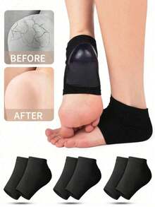 1 Pair Moisturizing Foot Spa Socks, Gel Heel Open Toe Socks, Prevent Heel Cracking, Foot Moisturizing Socks, Suitable For Men And Women - Apricot - View 2