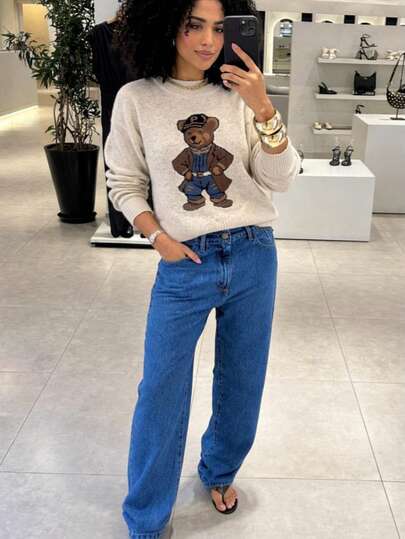 Blusa de tricô de ursinho no musse