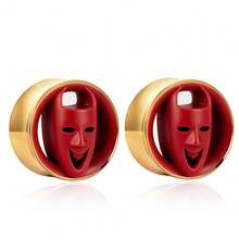 2pcs Hollow Mask Design Ear Tunnels Gauges, Punk Gothic Ear Stretcher Expander Body Piercing Jewelry For Halloween Party - Round - View 37