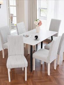 1/2/4/6pcs Jacquard Stretch Dining Chair Cover Set, Dark Color Full Coverage Elastic Chair Slipcover, Washable Soft Velvet Chair Protector, Suitable For Kitchen, Dining Room, Party, Wedding - Light Grey - View 8