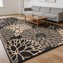 1pc Black Coffee Black Border Floral Rug, Doormat, Small Rug, Welcome Mat, Carpet, Floor Mat, Outdoor Doormat, Kitchen Rug, Home Decor, Front Door Mat, Area Rug, Outdoor Mat, Home Decor, Area Carpet, Garden Rug, Washable Rug - Multicolor - View 3
