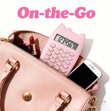 1pc/5pcs Lightweight Pocket Cat-Shaped Calculator, Mini Body Fits In Pencil Case Or Bag For Easy Carrying, Basic Calculation + Memory Function For Daily Accounting, Bottom Hanging Hole Compatible With Lanyard To Prevent Loss, Portable Simple Calculator For Commuting, Library Study, And Business Trips - A - View 4