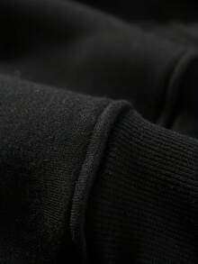 New Autumn Women's Hooded Sweatshirt,Letter Printing,Soft Blended Fabric,Adjustable Drawstring Cap,Front Pocket Design,Machine Washable. - 黑色 - 查看 5