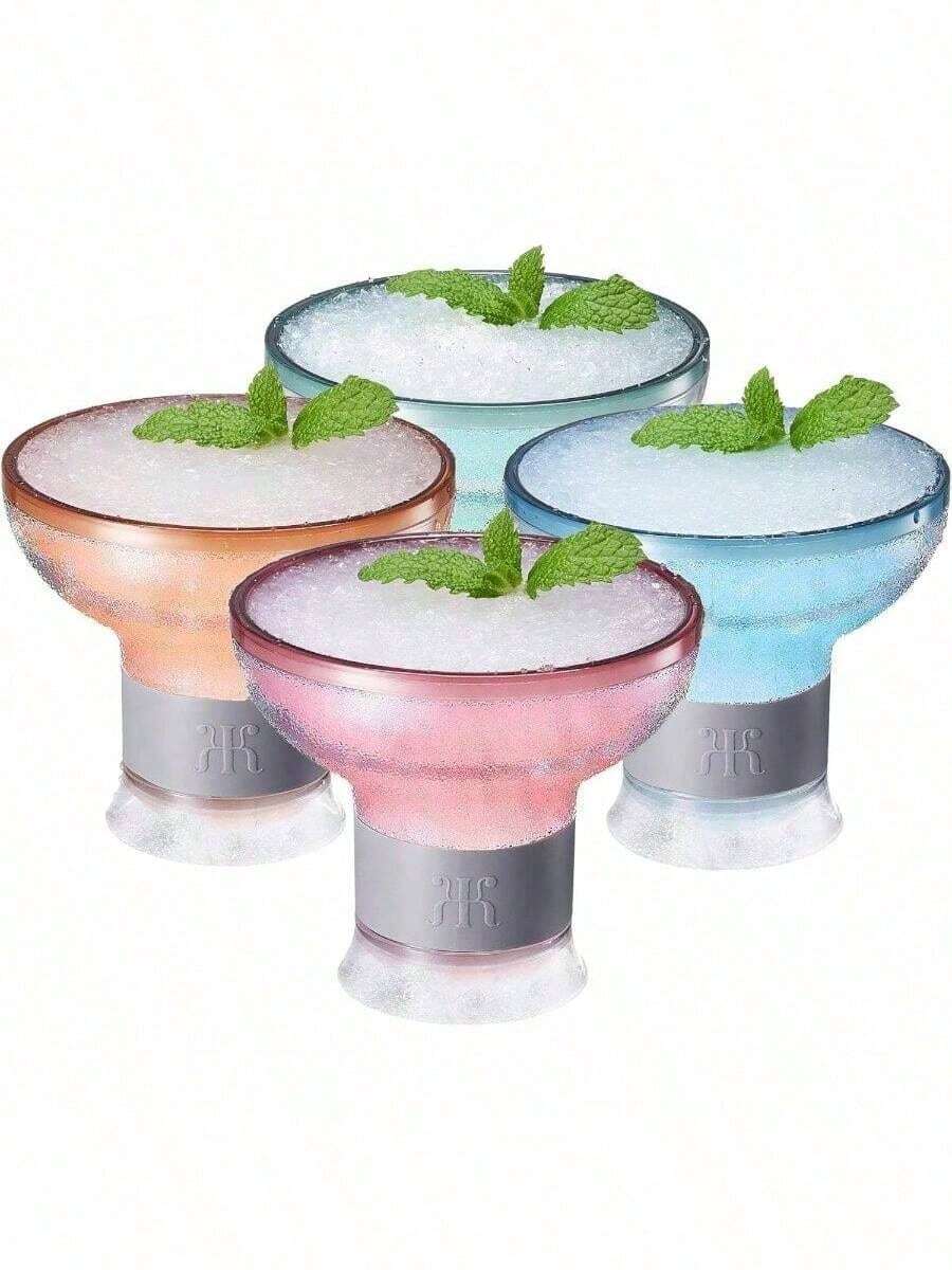 Margarita Cocktail Chiller Glasses Set Of 4 Cooling Cups 12 OZ Unbreakable Tritan Acrylic, Double Wall Insulated To Keep Drink Cool, Freeze Gel Glass Cup, Silicone Holder - View 1