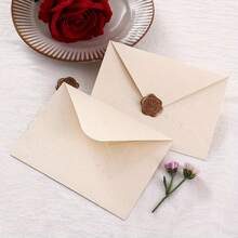10pcs/Set (5 Envelopes + 5 Seal Stickers) Minimalist Beige Large/Small Premium Textured Linen Pattern Envelope And Seal Sticker Set, Handwritten Love Letter, Thank You Card, Greeting Card Envelope Set - 10Pcs - View 9