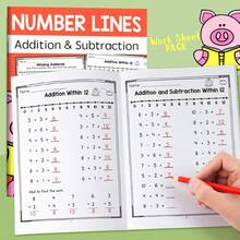 20 Pieces, Addition And Subtraction Within 20, Mental Math Practice Workbook, Picture-Based Decomposition Calculation, Arithmetic Problem Book, Number Line Addition And Subtraction Specialized Exercise Book, Includes Number Fill-In-The-Blanks, Intuitive Understanding Of Calculation Logic With Number Line, Thick Paper For Smooth Writing, Essential Teaching Aid For Back To School, Suitable For Holiday Gifts And Home Practice. - Multicolor - View 1