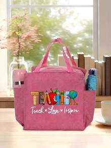 Bolsa de almuerzo aislada con tema de maestro, bolsa de picnic de moda, bolsa portátil de aluminio reforzado; adecuada para oficina, escuela, viajes y vacaciones; regalo perfecto para maestros en el Día del Maestro o Navidad; bolsa de moda para estudiantes o jóvenes, también adecuada para llevar libros, compras o temporada de regreso a la escuela; regalo ideal para expresar gratitud a los maestros, esencial para el regreso a la escuela - Multicolor - Ver 12