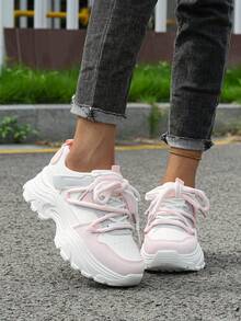 Flipark 1 Pair Women's Casual Lightweight Student Sports Shoes, Suitable For Outdoor Activities - Hot Pink - View 3