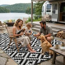 EDIMENS Large Outdoor Rug, Outdoor Mat Anti-Slip Carpet, Garden Rugs UV Resistant Garden Mat For Patio, Easy Cleaning Patio Rug For Camping, Deck, Beach, Picnic - B - View 6