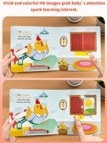 beartale Rooster Pull-Slide Interactive Busy Book, Toddler Early Education Toy, Wake-Up Board Book, Children's Fine Motor Travel Toy, Birthday, Back To School, Summer Holiday Gift, Suitable For Boys And Girls, Party Favor, Teaching Aid Tool - Multicolor - View 4
