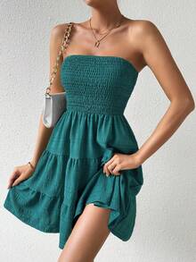 Women Short Dresses - 藍色 - 查看 1