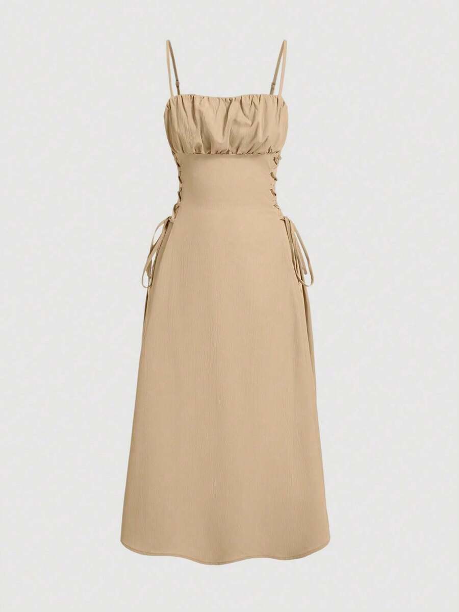 Women Midi Dresses - 駝色 - 查看 1