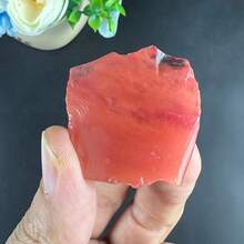 1件水晶原石櫻桃石，粗糙天然櫻桃石，櫻桃原石，仿紅色玻璃，人造紅色釉面玻璃 - 紅色 - 查看 3