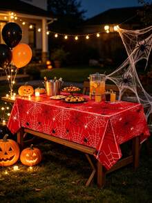 10pcs/20pcs/70pcs/71pcs Red Blue Black Spider Web Party Tableware Set, 9/7 Inch Paper Plates, 3.5 Inch Tall Paper Cups, 6.5 Inch Napkins, 42x70 Inch Plastic Tablecloth, Suitable For Birthday, Halloween, Hero Theme Party Decoration - Multicolor - View 4