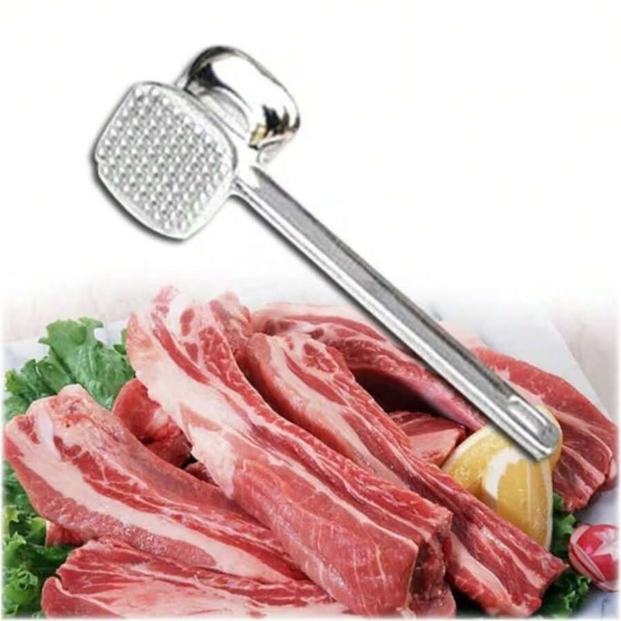 SMEGGEMS 肉類嫩化錘，鋁合金牛排金屬錘，廚房工具，重型耐用雙面，用於嫩化牛排與牛肉