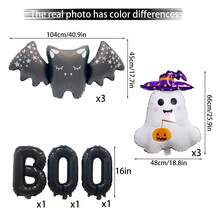 Halloween-Themed Cute White Ghostly Balloons Set, Paired With Black "BOO" Ghost Bat Foil Balloons. These Are Perfect Decorations For Halloween Parties And Graduation Seasons. - Balloon Set - View 8