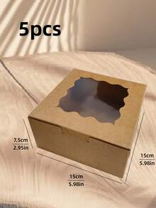 5/10pcs 6*6*3 Inch Fit 4 Inch Cake Transparent Window Paper Pastry Cake Packaging Box Minimalist Versatile Square Birthday Wedding Holiday Party Best Friend Tea Break Home Baking Store Pastry Takeout Gift Box - View 19