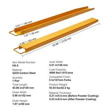 [Free Shipping] Pallet Fork Extensions, 84" Length 5.5" Width, Heavy Duty Carbon Steel Fork Extensions For Forklifts, 1 Pair Forklift Extensions, Industrial Forklift Fork Attachments For Forklift Truck, Yellow-XY704335 - Multicolor - View 6