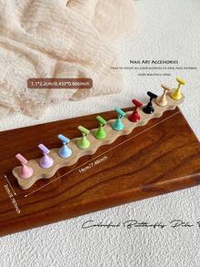 3D Long Rectangular Right-Angle Wavy Wood-Like Acrylic Resin Base With Aurora White Alloy Gold White K Nail Holder Practice Stand Set, Korean-Style Floral Laser DIY For Home, Outings, Women, Mom, Sister, Wife, Girlfriend, Wedding, Nail Salon, Beauty Parlor, Valentine's Day - Multicolor - View 29