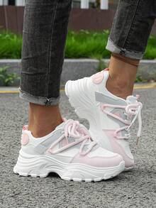 Flipark 1 Pair Women's Casual Lightweight Student Sports Shoes, Suitable For Outdoor Activities - Hot Pink - View 4