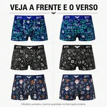 Kit com 6 Cuecas Boxer Estampada em Poliéster Premium Cueca Box Adulto Masculina Conforto e Qualidade - Multicolorido - Visão 10