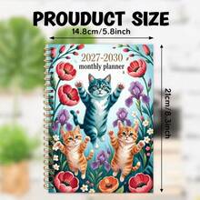 2027-2030 Monthly Planner/Calendar - 4-Year Monthly Planner From January 2027 To December 2030, Fun Cat And Floral Theme Cover Design Diary, Annual Calendar Planner, Monthly Index Pages, 48-Month Calendar, 5.5 X 8.3 Inches, Back To School Season Agenda 2026 2027 Material - A5 - View 2